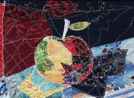 Jabolko (Tekstilni kolaž - 2021)) - Marcela Kopitar